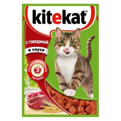 корм для кошек KITEKAT пауч говядина в соусе 85г