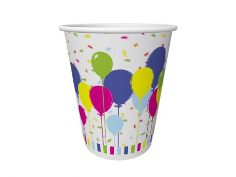 стаканы бумажные DUNI 200 мл. 10 шт. Balloons and confetti одноразовые