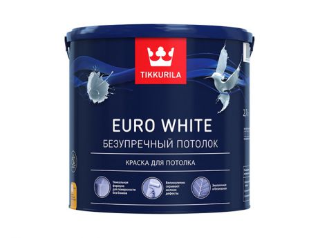 краска в/д д/потолка EURO WHITE белая гл/мат 2,7л