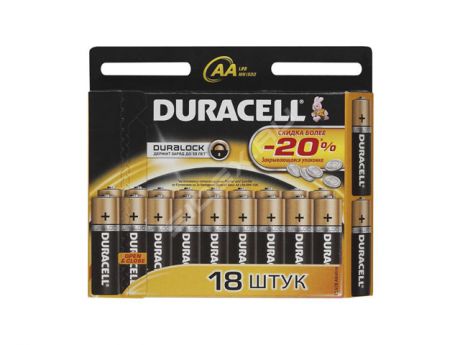 батарейки DURACELL LR06 AА 18шт