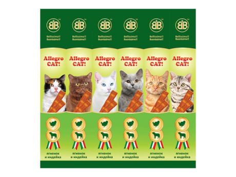 лакомство для кошек B&B Allegro Cat колбаски, ягненок/индейка,