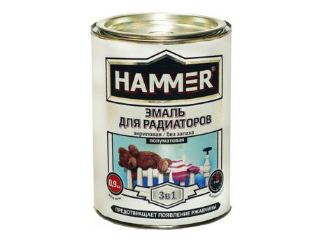 эмаль акриловая HAMMER д/радиаторов 0,9 кг п/мат белая