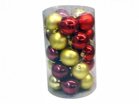 набор шаров пластик 25шт 6см красный/бордо/золото