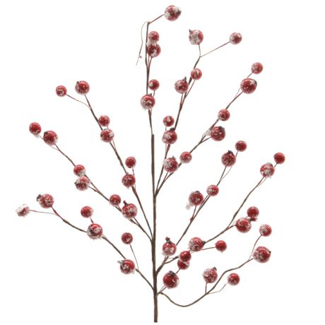 ветка с ягодами и снегом 55см красный