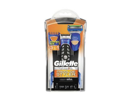 стайлер GILLETTE Fusion Pro Glide +1 см. кассета Power + 3 насадки д/моделир. бороды/усов