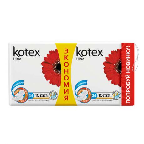 прокладки KOTEX Ultra Dry&Soft Нормал Дуо 20шт.
