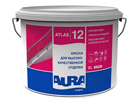 краска в/д AURA AURA Luxpro 12 белая полуматовая износост 9л