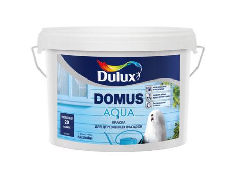 краска фасадная в/д DULUX Domus Aqua BW д/дерева 2,5л белая