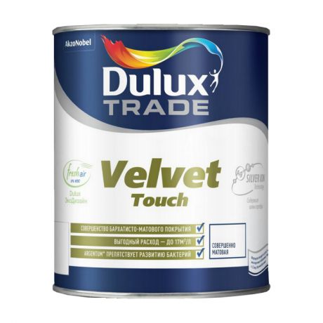 краска в/д DULUX Trade Velvet Touch BW 1л белая матовая