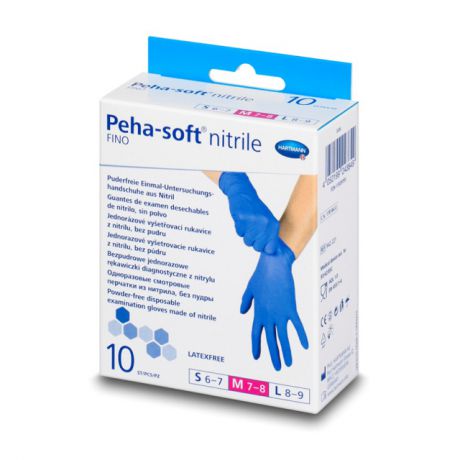 перчатки HARTMANN Peha-soft nitrile fino 10шт. р-р М диагностические нитриловые б/пудры