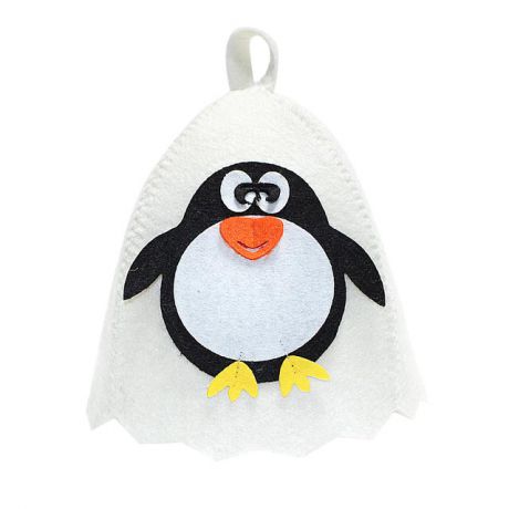 шапка банная Пингвин апплик. войлок белый