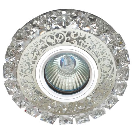 cветильник DE FRAN под светодиодную лампу 15SMD 3Вт хром зерк.прозрачный+кристаллы