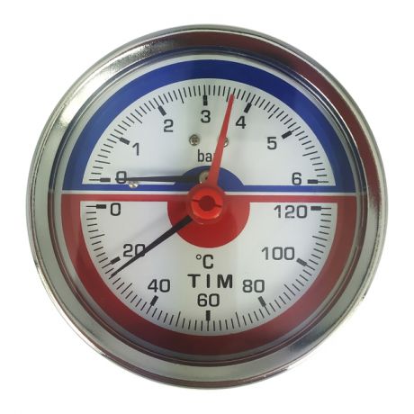 термоманометр TIM горизонтальный 1/2"" 6 бар 120гр