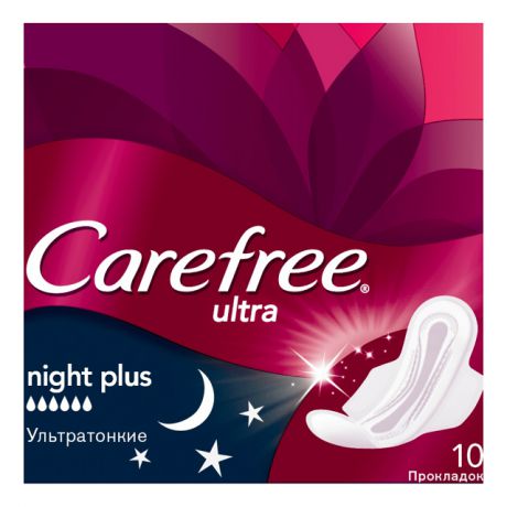прокладки CAREFREE Ultra Night Plus 10шт.