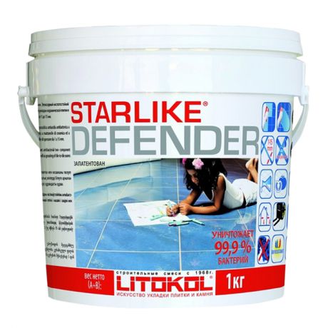 затирка д/швов LITOKOL Starlike Defender 1-15мм 1кг серый цемент