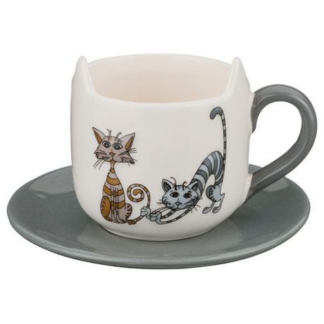 чашка с блюдцем LEFARD Озорные коты 210мл керамика