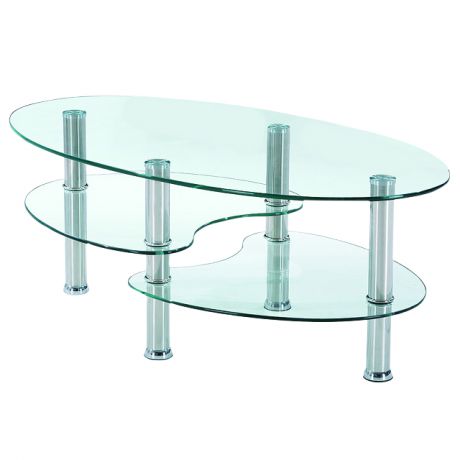 стол журнальный 1100x600x440мм прозрачный/хром стекло/металл