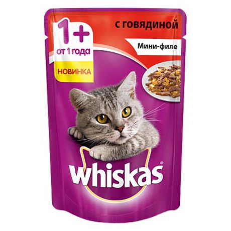 корм для кошек Вискас мини-филе говяд желе 85г