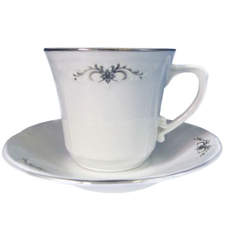 чашка с блюдцем CMIELOW Камелия Серый орнамент 100мл фарфор
