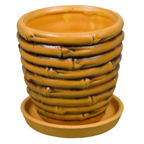 горшок керамический с поддоном Бамбук2 1,6л d15см