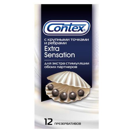 презервативы CONTEX Extra Sensation С крупными точками и ребрами 12шт.