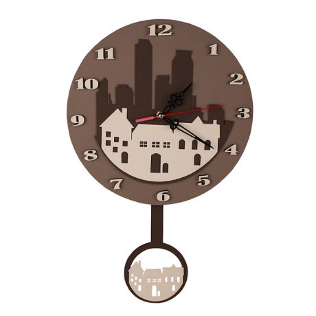часы настенные с маятником ГОРОД D290мм коричневые МДФ