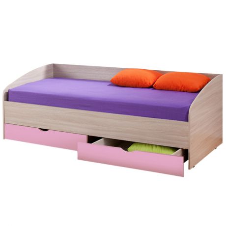 кровать Соня-3 2040х940х700мм с ящиками шимо светлый/розовый
