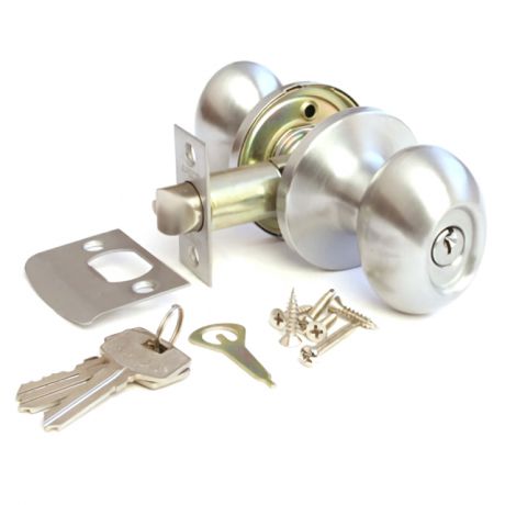 ручка дверная APECS 6093-01 кноб сатин ключ/фиксатор