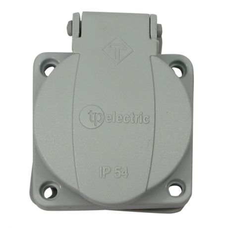 розетка Schuko 2Р+Е 16А IP54 серый