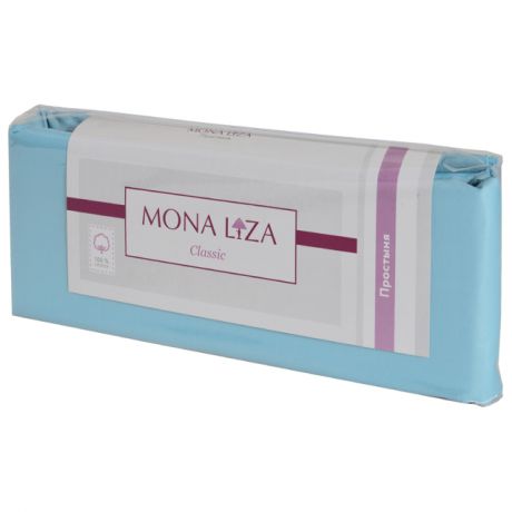 простыня на резинке MONA LIZA Classic 140х200см сатин голубая