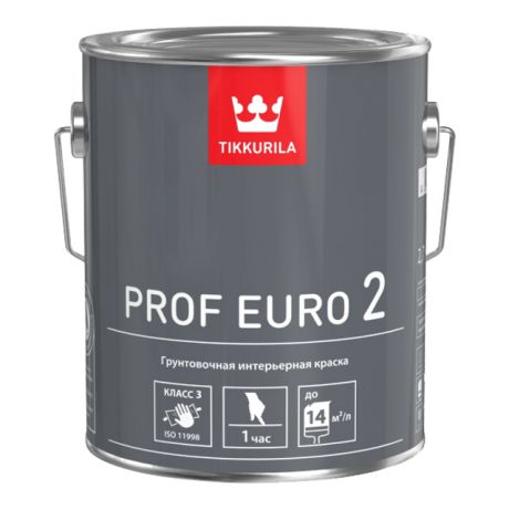 краска акриловая TIKKURILA Prof Euro 2VVA база А грунтовочная д/стен и потолков 2,7л белая