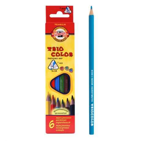 набор карандашей цветных KiN Triocolor 6цв трехгранный корпус d=32мм