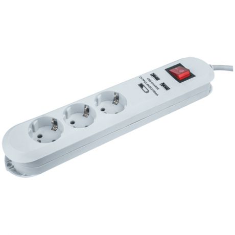 удлинитель c usb NAVIGATOR npe USB-03-180-esc-3X1 с/з выкл.3 гн.1.8м 2.1A
