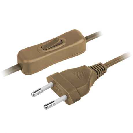 провод соединительный с выключателем и вилкой NAVIGATOR 2x0,5х1,7м коричневый