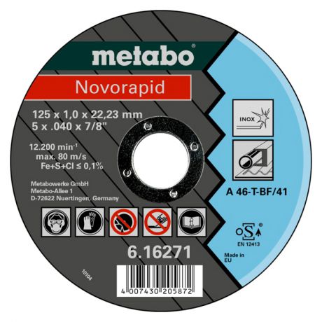 круг отрезной METABO по металлу 125x1,0x22,2мм