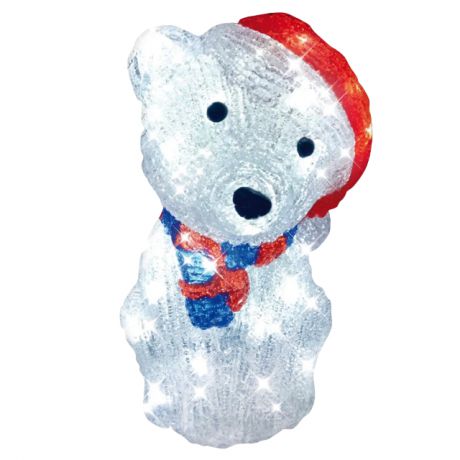 фигура Медведь в шапке 27см 30 холодных белых LED для помещений