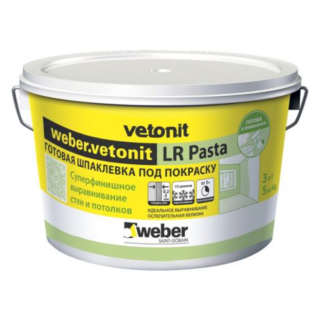 шпатлевка готовая WEBER Vetonit LR Pasta суперфинишная 5кг под покраску