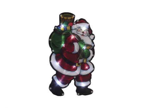 панно Дед мороз с мешком подарков д/помещений 45х58см 35 мини-ламп тепл.белый от сети