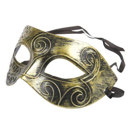 маска карнавальная Ретро с атласной лентой 15,6х10,3х7,5см золотой/черный