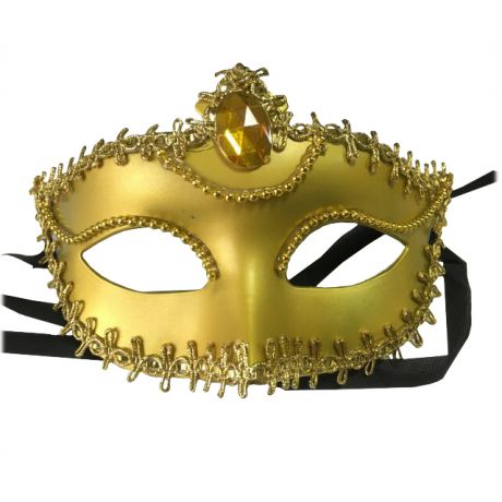 маска карнавальная Золотая с атласной лентой 11,7х17х7,5см золотой