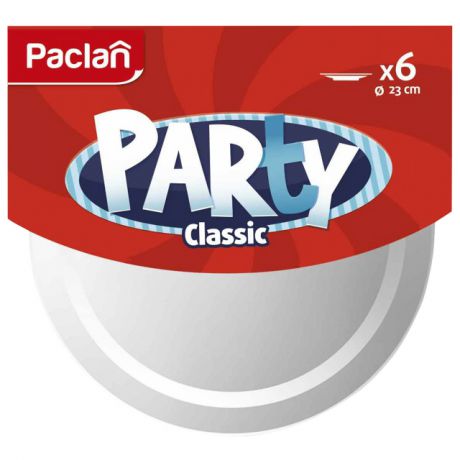 набор тарелок PACLAN Party белые 23см 6шт.