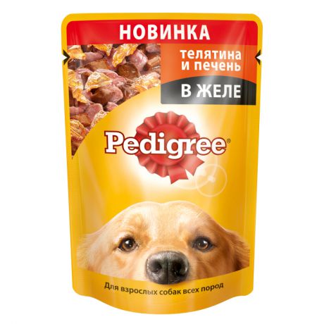 корм для собак Pedigree телятина и печень в желе 100гр