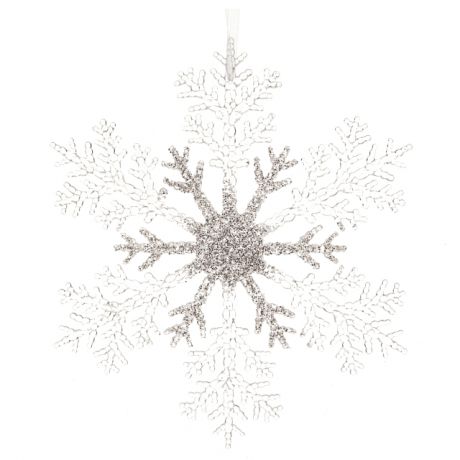 подвеска Снежинка 32см пластик белый