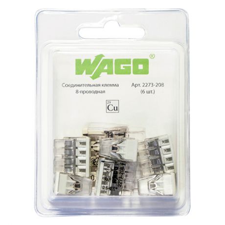 соединительная клемма WAGO 8-ми проводная 0,5-2,5 мм кв б/пасты 6шт