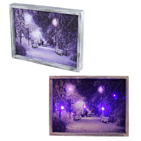 картина Снежный вечер со светодиодами 39х4,5х29см