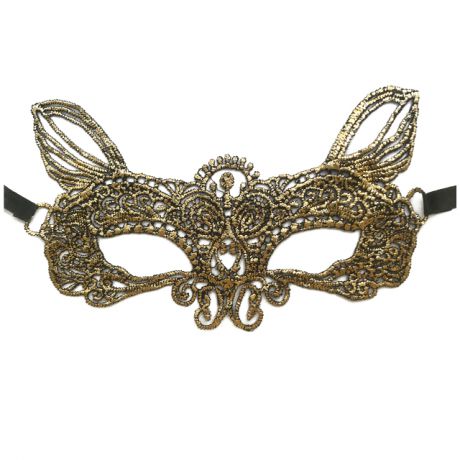 маска карнавальная Рысь с лентой 19х4х11см золото