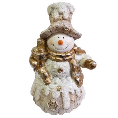 фигура Снеговик с носком подарков 36см