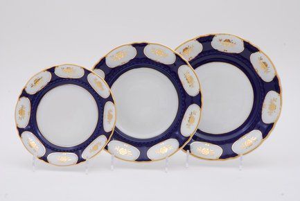 Leander Набор тарелок Соната Темно-синий орнамент с золотом, 18 пр. 07160119-0443 Leander