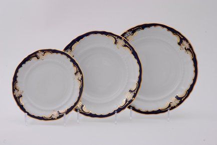 Leander Набор тарелок Соната Темно-синяя окантовка с золотом, 18 пр. 07160119-1357 Leander