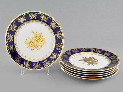 Leander Набор тарелок мелких Мэри-Энн Темно-синяя окантовка, 19 см, 6 шт. 03160319-0431 Leander